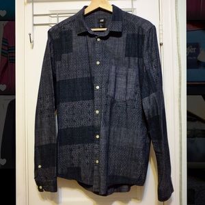 H&M Asymmetrical Print Denim Shirt